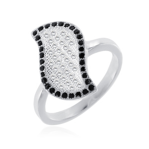 Silver (925) ring white and black zirconia