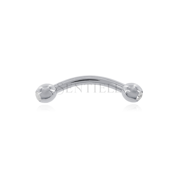 Stainless steel (316L) banana piercing for eyebrow - balls with zirconia