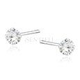 Silver (925) earrings round white zirconia diameter 4mm