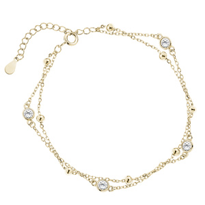 Silver (925) gold-plated bracelet with balls and white zirconias