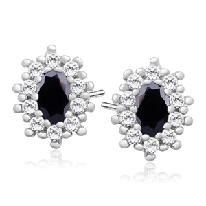 Silver (925) Earrings black colored zirconia