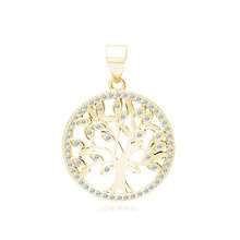 Silver (925) gold-plated pendant with white zirconias - Lucky Tree