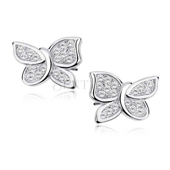 Silver (925) butterfly earrings with zirconia