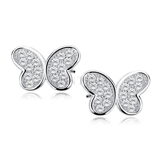 Silver (925) butterfly earrings with zirconia