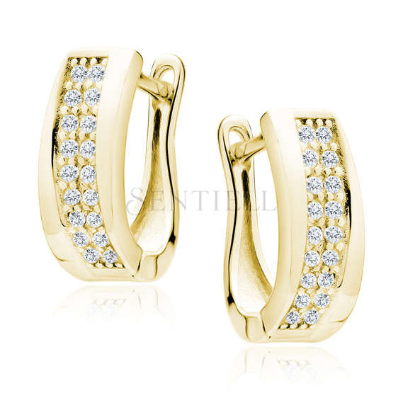 Silver (925) gold-plated earrings white zirconia