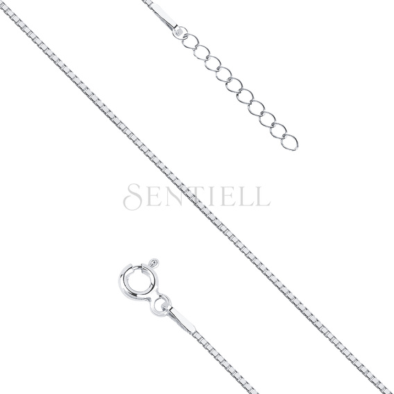 Pulsera veneciana tipo box de plata de ley 925 con corte de diamante - rodiada