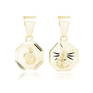 Colgante de Plata de ley 925 chapado en oro Jesús Cristo / Escapulario María