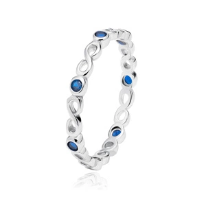 Silver (925) subtle ring with sapphire zirconias - Infinity