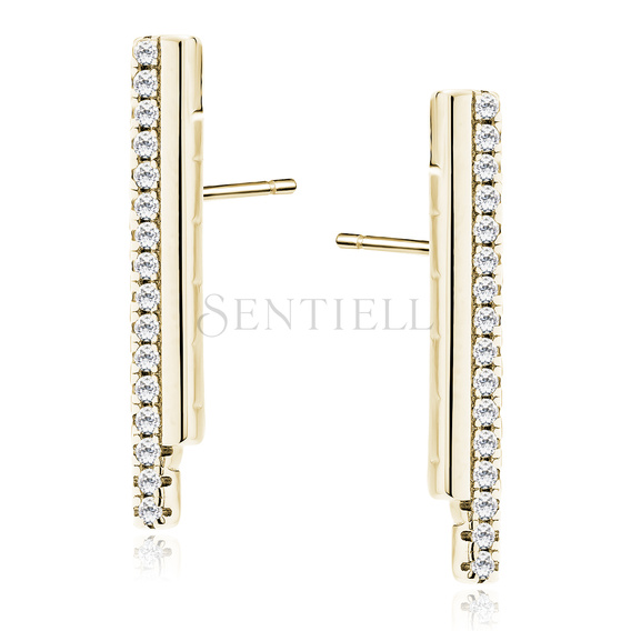 Silver (925) gold-plated earring with white zirconias