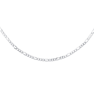 Silver (925) diamond-cut chain - figaro extra flat Ø 080 rhodium-plated