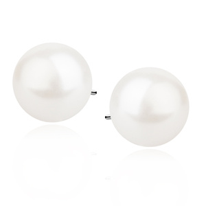 Pendientes de plata de ley 925 con perla blanca
