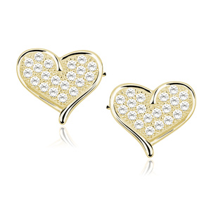 Silver (925) gold-plated heart earrings with zirconia