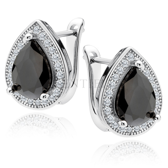 Silver (925) earrings with black zirconia