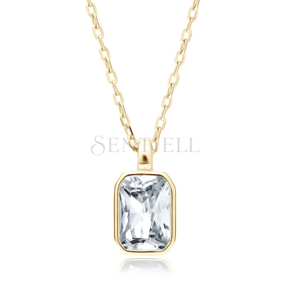 Silver (925) gold-plated necklace with white zirconia