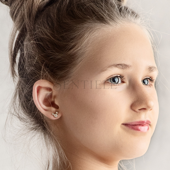 Silver (925) gold-plated earrings mouse with white zirconias