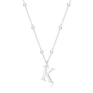 Silver (925) necklace - letter K on chain with balls