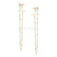 Silver (925) gold-plated earrings cross and chain with balls