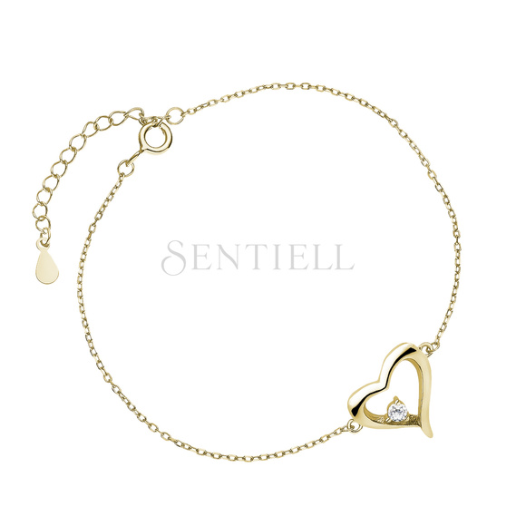 Silver (925) gold-plated bracelet, heart with zirconia