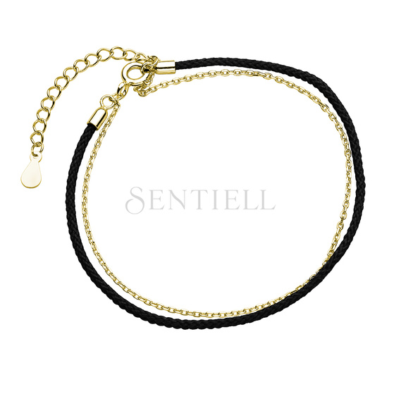 Silver (925) gold-plated bracelet with black cord