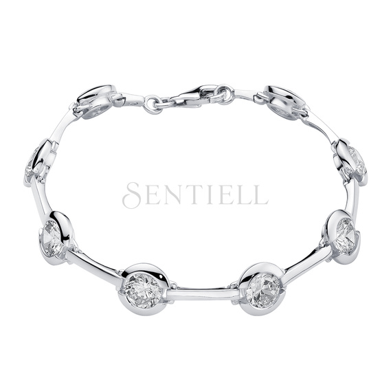 Silver (925) bracelet with white zirconias