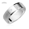 Silver (925) wedding ring, satin with zirconia