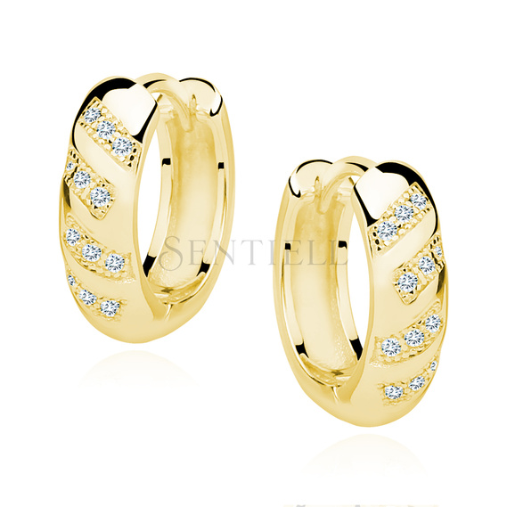 Silver (925) gold-plated earrings hoop with zirconias