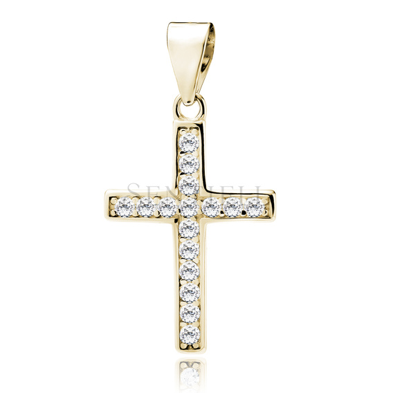 Colgante cruz de Plata de ley 925 chapada en oro con circonitas