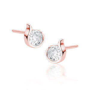 Silver (925)  rose gold -plated earrings with white zirconia