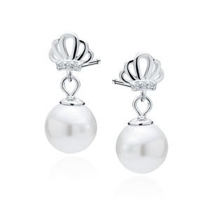 Silver (925) pearl earrings with white zirconia