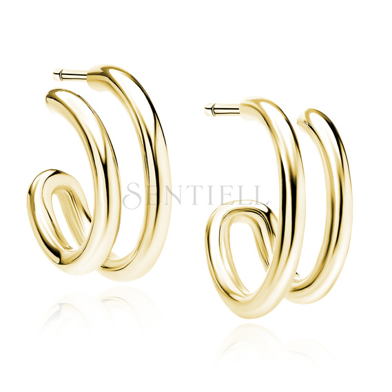 Silver (925) gold-plated double hoop earrings