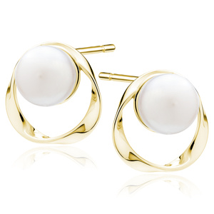 Silver (925) gold-plated earrings with pearl