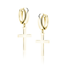 Silver (925) gold-plated earrings - circle with cross