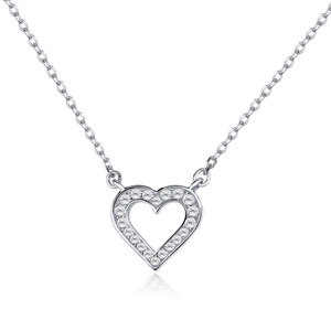 Collar de plata de ley 925 - corazón con circonita