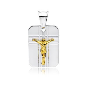 Silver (925) pendant Jesus on cross gold-plated