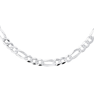 Silver (925) diamond-cut chain - figaro extra flat Ø 200 rhodium-plated
