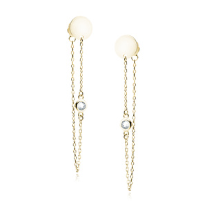 Silver (925) gold-plated earrings circle with white zirconia on chain