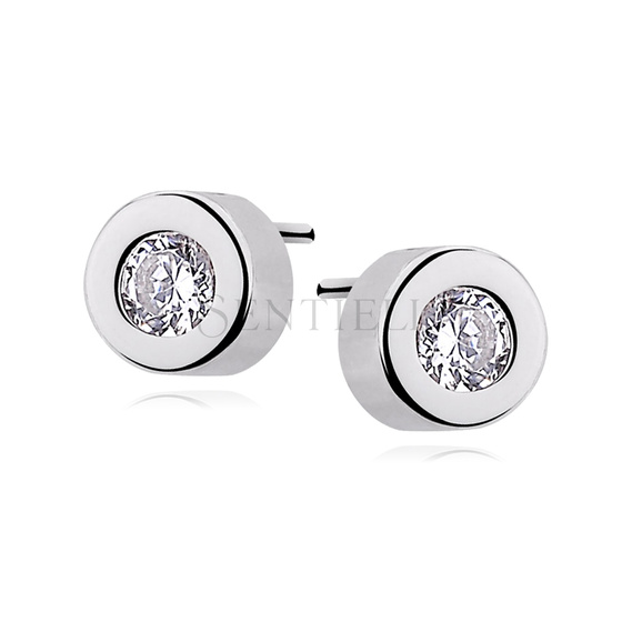 Silver (925) round earrings white zirconia