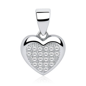Silver (925) pendant white zirconia - heart small
