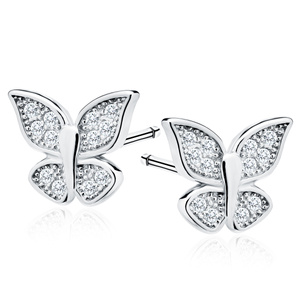 Silver (925) butterfly earrings with zirconia
