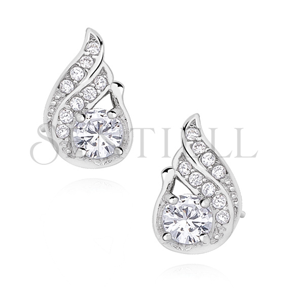 Silver (925) elegant earrings with zirconia