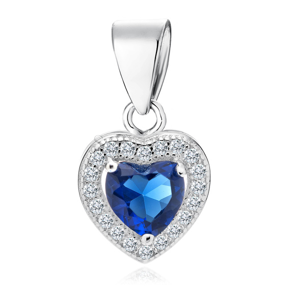 Silver (925) pendant sapphire colored zirconia - heart