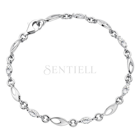 Silver (925) bracelet with white zirconia