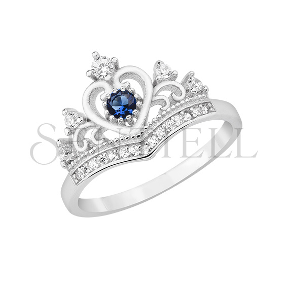 Silver (925) ring - crown with zirconia