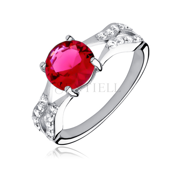 Silver fashionable (925) ring with ruby colored zirconia