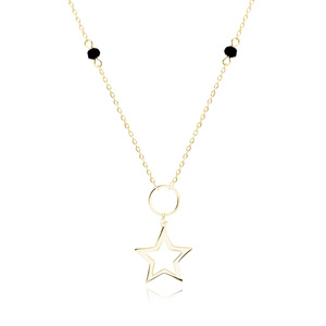 Silver (925) gold-plated necklace with star and black spinels