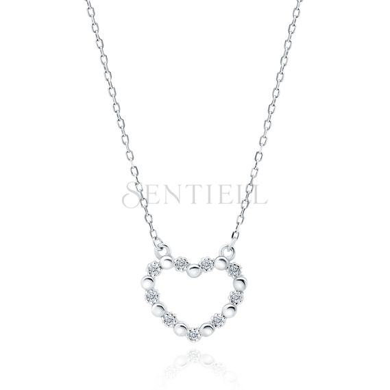 Silver (925) necklace - heart with zirconias