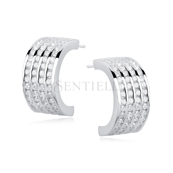 Silver (925)earrings open hoop with zirconia