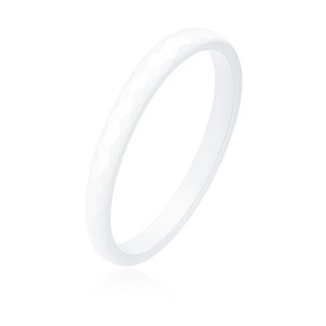 White faceted ceramic ring 3mm
