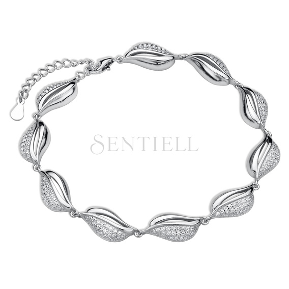 Silver (925) fashionable bracelet with white zirconias