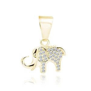 Silver (925) gold-plated pendant with white zirconias - elephant